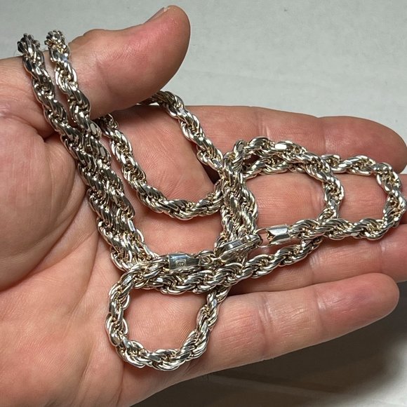 AGI ITALY Men's Rope Chain Real Solid 925 Sterling Silver Necklace 6mm 30" ITALY - Picture 13 of 15